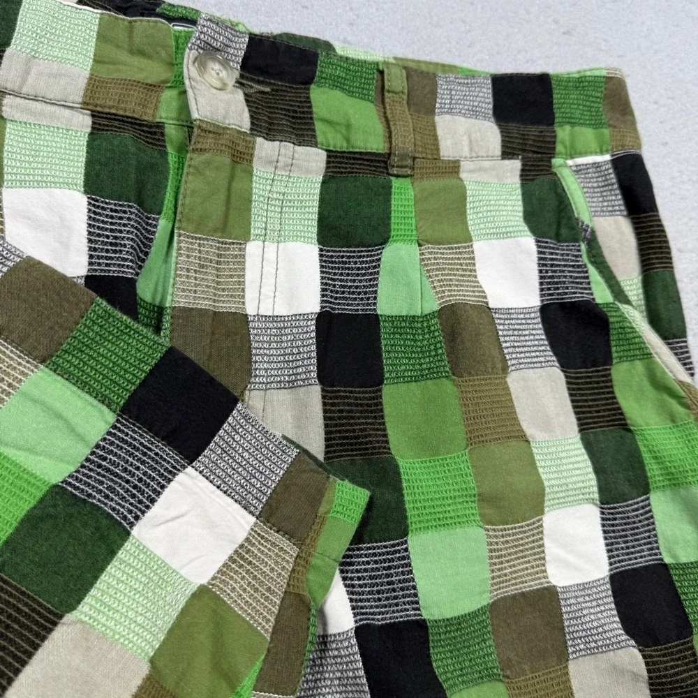 55DSL Diesel Mens Green Checkered Plaid Cotton Casual Shorts Size 34